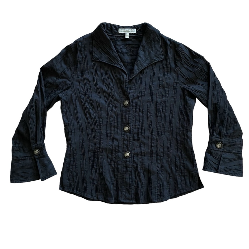 Foxcroft Textured Fitted Stretch Button Up Shirt - image 1